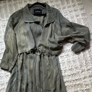 ALPHA60 Olive Green Long Trench Coat